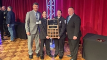 From left, Cape Fear Valley Health Vice President of Operations and Development Brian Pearce, Paramedics Hannah Thompson and Jessica Haines, and Corporate Director Patient Logistics and Mobile Integrated Health Brian Langston at the North Carolina Paramedic Competition State Championships held in Greensboro on May 4.